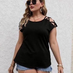 Plus Criss Cross Sleeve Tee